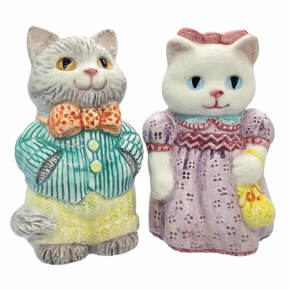 Country Purr-fection Cat Kitten Salt & Pepper Set Avon Vintage 1992 New in Box - Picture 11 of 12